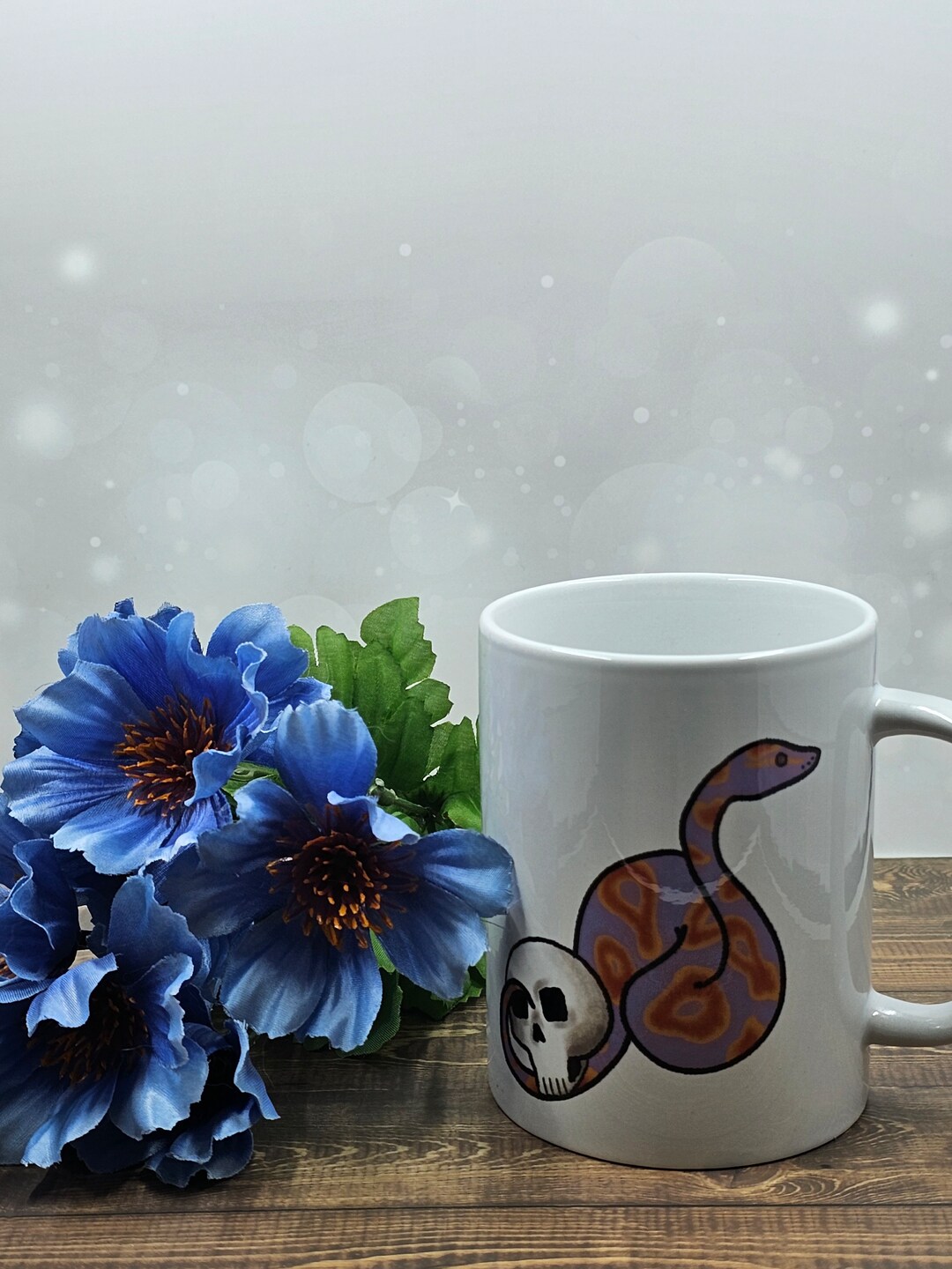 Lavender Ball Python With Skull Mug, Cute Snake Lover Gift, Handmade ...