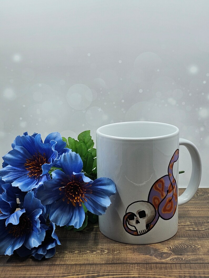 Lavender Ball Python With Skull Mug, Cute Snake Lover Gift, Handmade ...