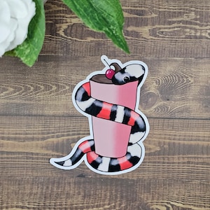 Adesivo de vinil fofo Milk Snake Milk Shake, ótimo para garrafas de água, copos e carros. Decalque à prova d'água, adesivo fofo de réptil