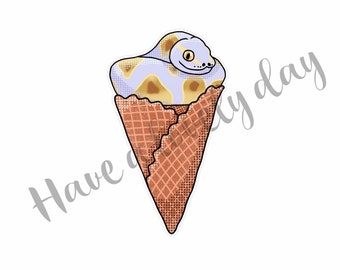 Snake Cream Cone Sticker, ball python ice cream cone, cute snake sticker, waterproof ball python decal great for tumblers and bumpers
