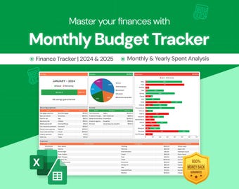 Monthly Budget Tracker 2025 & 2026 | Excel Template | Personal Finance Tracker