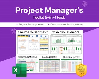 Projects Manager's Toolkit 5in1 Pack | 5 Excel Templates | 360 Project Control