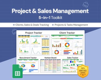 Project & Sales Management Pack | 5-in-1 Business Operations Toolkit | Google Sheets