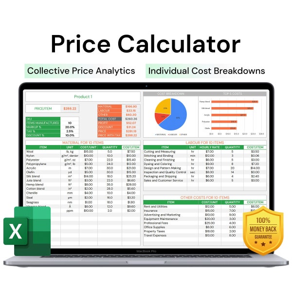 Price Tracker | Cost Calculator | Excel Template