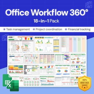 Streamline Office Workflows | Project Management and Automation | 18 Tools in 1 Pack | Excel & Google Sheets