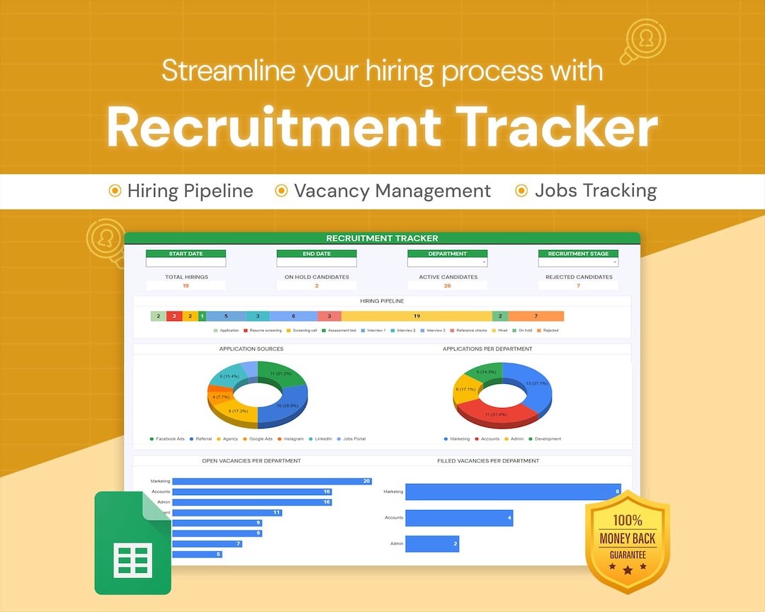 Recruitment Tracker Google Sheet Template - Etsy