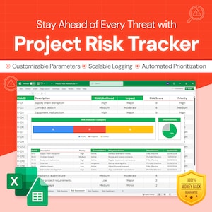 Projectrisicobeheer - Risicologboek en beoordelingstracker - Excel / Google-spreadsheets