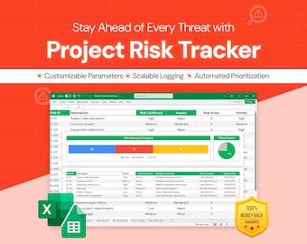 Project Risk Management - Risk Log & Assessment Tracker - Excel / Google sheets