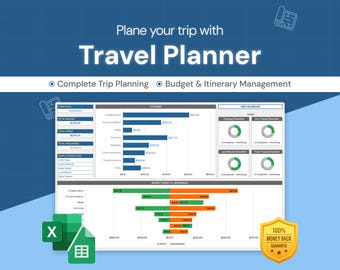 Travel Planner: Plan Trip, Track Budget & Activities | Excel Template