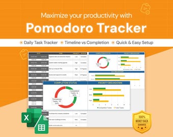 Pomodoro Tracker | Daily Task Organizer | Excel Template
