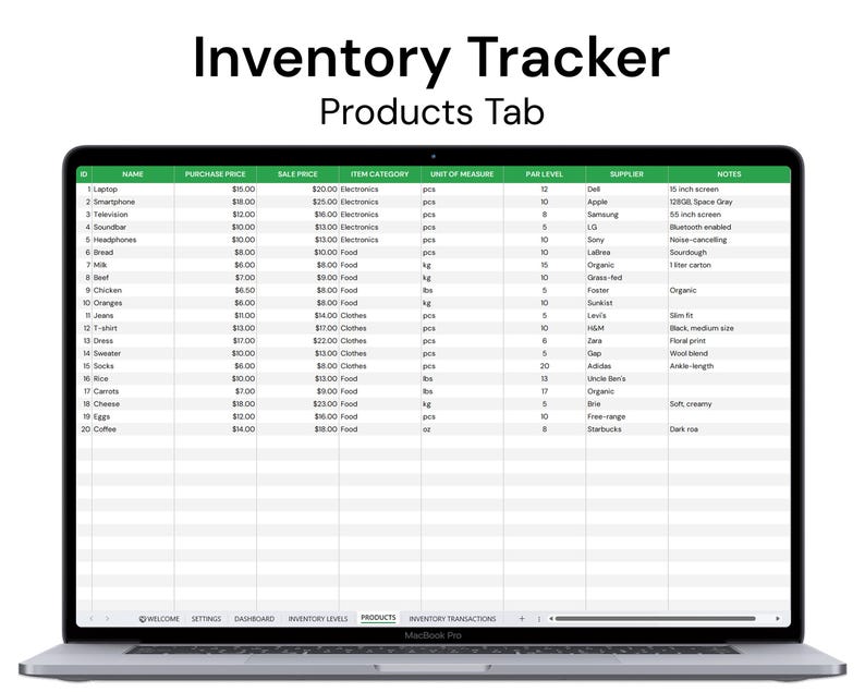Inventory Tracker Excel Stock Management Template - Etsy