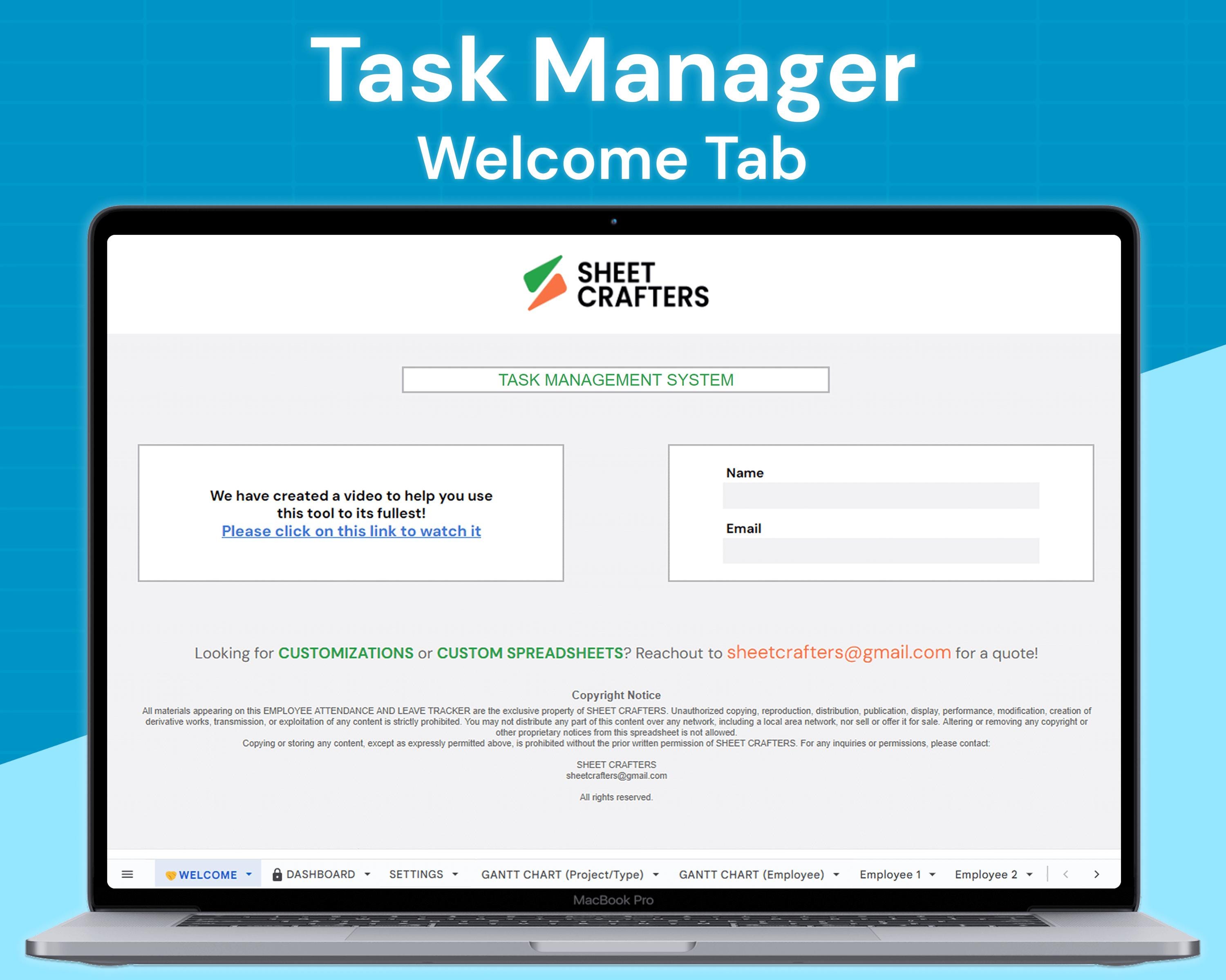 Task Manager: Employee To-do Tracking | Google Sheets Template - Etsy