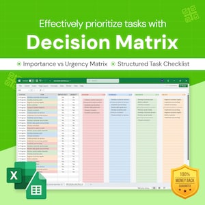 Decision Matrix | Excel Template: Task Priority Tracker