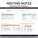 Meeting Notes Excel Template Agenda Minutes Action List - Etsy