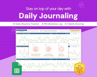 Daily Journaling Tool: Routine Tracker | Personal Organizer | Activity Log | Google Sheets Template