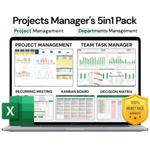 Projects Manager's Toolkit 5in1 Pack | Excel Template