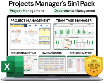 Projects Manager's Toolkit 5in1 Pack | Excel Template