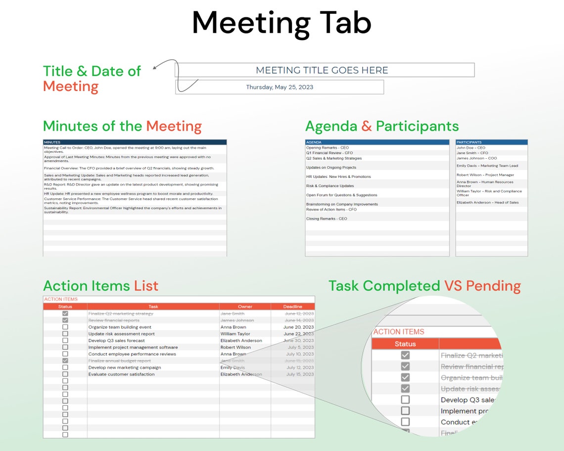 Meeting Notes Template Agenda Minutes Action List - Etsy Canada