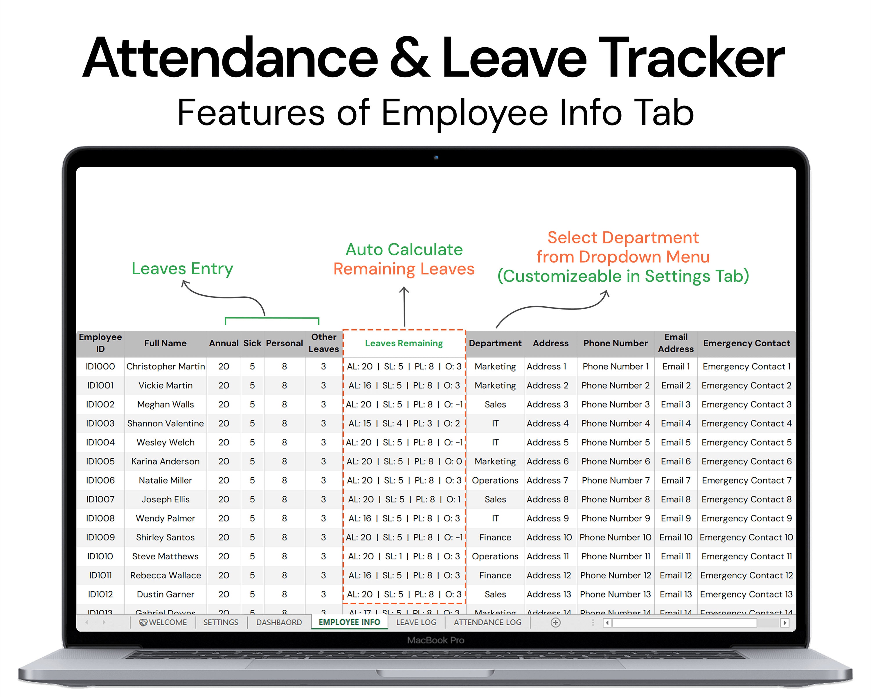 Employee Leave and Attendance Tracker 2025 2026 HR Dashboard Excel Employee Leave and Attendance Tracker 2025 2026 HR Dashboard Excel