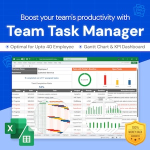 Team Task Manager: Multi-Teams Management | Excel Template
