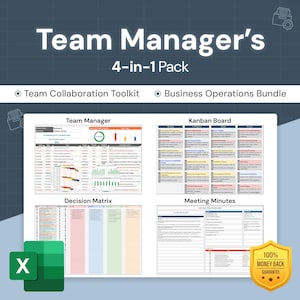 Team Manager&#39;s 4in1 Pack: Excel Tools | Comprehensive Workflow Suite