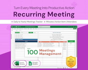 Recurring Meeting Template for Excel | HR Meetings Manager