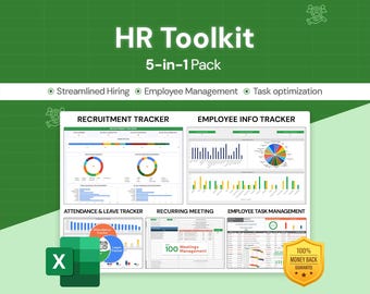 HR Toolkit 5in1 Excel Pack | Streamline HR Processes from Recruitment to Retention