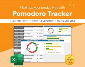 Pomodoro Tracker | Daily Task Checklist | Excel Template