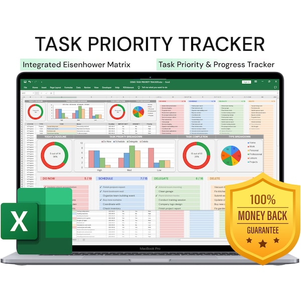 Task Priority Tracker: Eisenhower Matrix | Excel Template