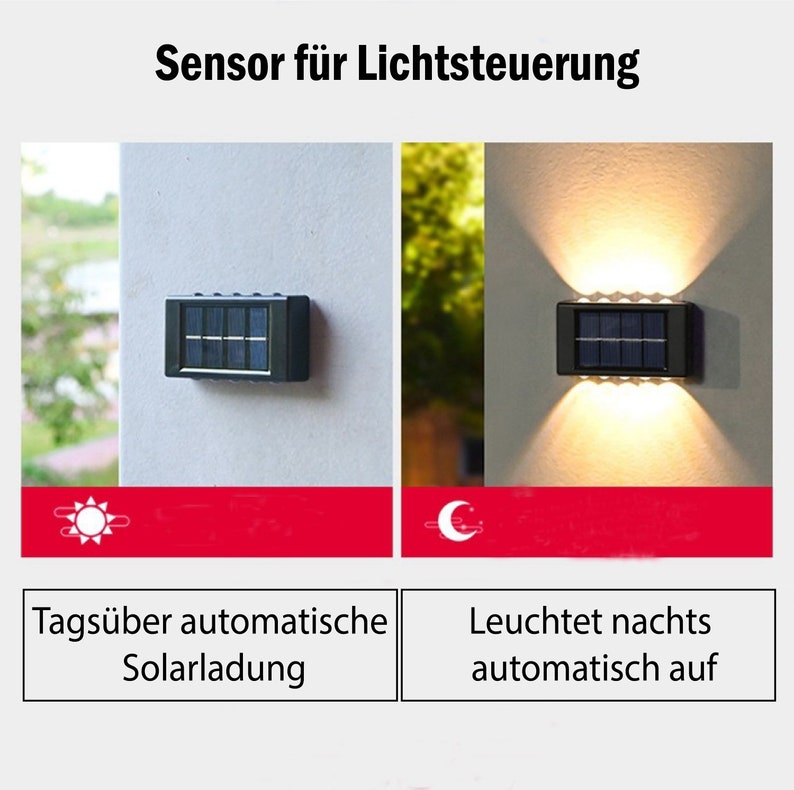 2 Stuck 8&10 Solar Warmweiß Kaltweiß LEDs für den Außenbereich, Wandleuchten, Gartenwandlampe, Solarlichtlampe, Solarladung,Solarleuchten Bild 3