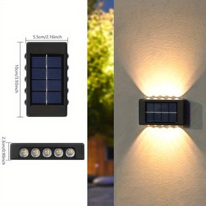2 Stuck 8&10 Solar Warmweiß Kaltweiß LEDs für den Außenbereich, Wandleuchten, Gartenwandlampe, Solarlichtlampe, Solarladung,Solarleuchten Bild 6