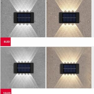 2 Stuck 8&10 Solar Warmweiß Kaltweiß LEDs für den Außenbereich, Wandleuchten, Gartenwandlampe, Solarlichtlampe, Solarladung,Solarleuchten Bild 7