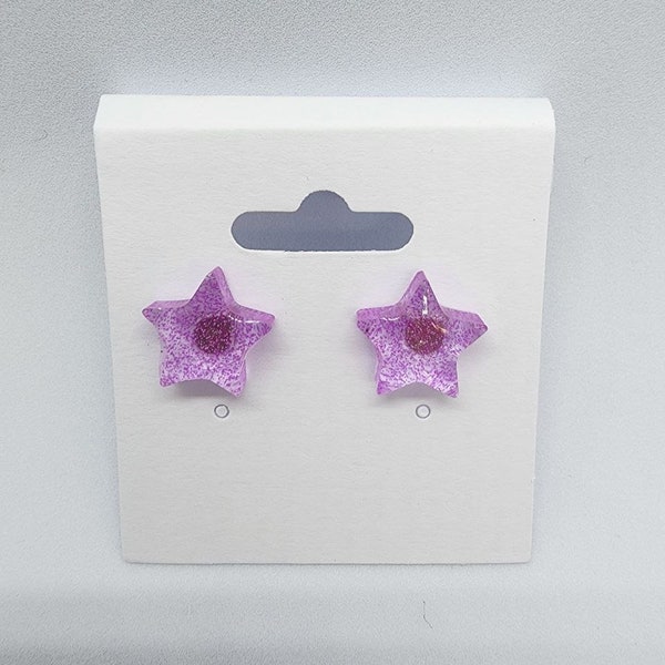 Purple Glitter Star Stud Earrings