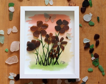 Handmade Sea Glass Art - Butterfly Paradise