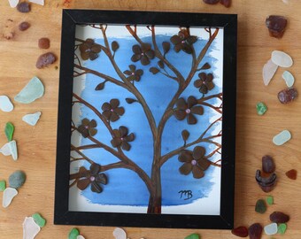 Handmade Sea Glass Painting - Out Of The Blue