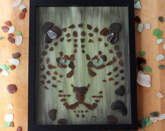 Handmade Sea Glass Painting - A Leopard Never Changes Its Spots