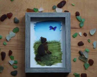 Handmade Sea Glass Painting - Contemplating