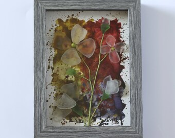 Handmade Sea Glass Painting - Splash of Jewels