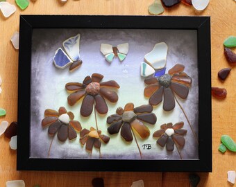 Handmade Sea Glass Painting - Butterfly Dreams