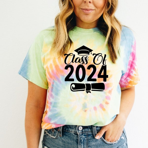 Class Of 2024 Tie Dye Shirt, Graduation 2024 T-Shirt, End of School Tee, Unique Holiday Gift, Collage Graduation T Shirt, Gifts for Kids