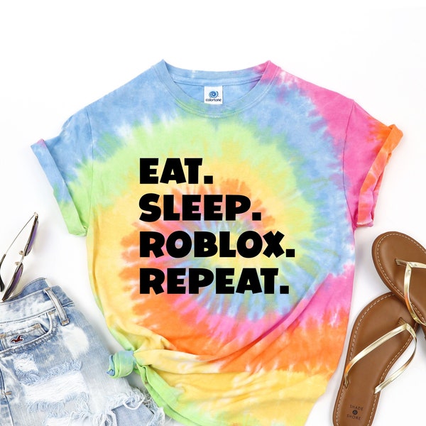 Eat Sleep Roblox Repeat Tie Dye Shirt, Funny Gaming T-Shirt, Gift For Gaming, Eating Tee, Roblox Gift, Daily Routine T Shirt, Sleep Shirts
