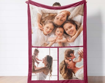 Custom Picture Blanket, Personalized Holiday Home Farmhouse Indoor Decor, Christmas Gift Mom Dad, Winter Blanket,Unique Xmas New Home Gift