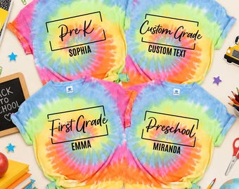 School Grade Tie Dye Shirt, Custom First Day Tee