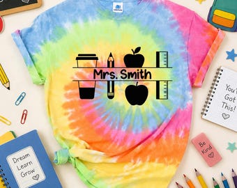 Mrs Teacher Tie Dye Shirt, Funny Educator Apparel