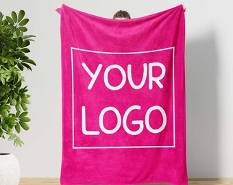 Custom Company And Business Logo Blanket, Unique Holiday Gift For Boss Coworker Employee,Corporate Retirement Gift,Personalized Logo Blanket