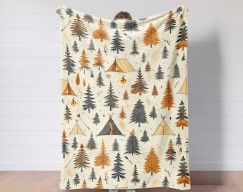 Camping Blanket,Outdoor Camper Decor,Nature Lover Gift,Summer Camp Blanket,Hiking Gift,Adventure Awaits,Camping Accessories,Lake House Decor