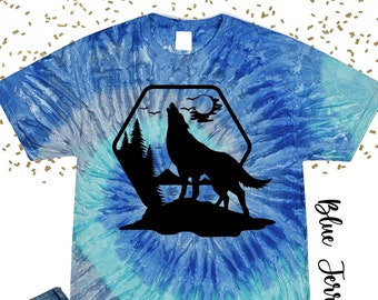 Wolf Tie Dye Shirt,Animal Lover Gift Shirt,Wolf Lover Gift Tshirt,Wildlife Mountain Camping Hiking Adventure Nature Shirt,Howling Wolf