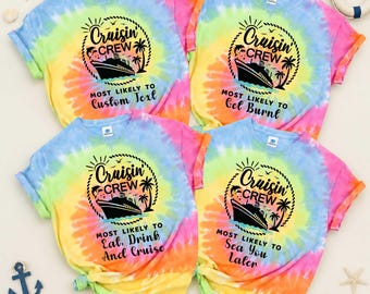 Cruisin Crew Tie Dye Tees, Custom Group Vacation Tshirt