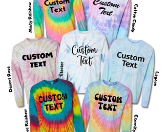 Custom Text Tie Dye Long Sleeve Shirt:Personalized Fall Apparel