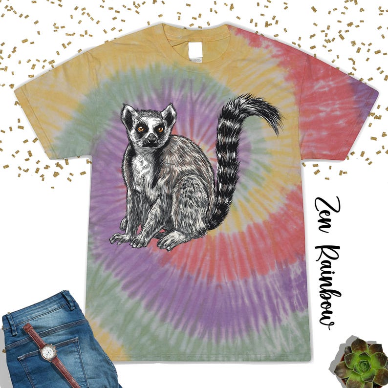 T-shirt tie-dye lémurien, T-shirt animal mignon, Cadeau pour amoureux des lémuriens, T-shirt zoologiste, T-shirt animal cool, T-shirt pour amoureux des animaux, T-shirt lémurien, T-shirt animal drôle image 4